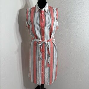 Tommy Hilfiger Red and White Sleeveless Shirt Dress NWOT